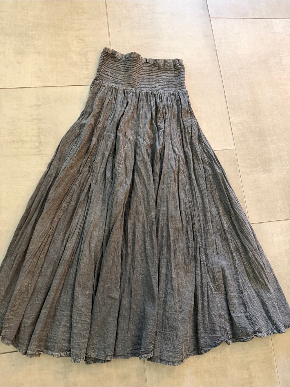 Scully & Scully Crinkled Maxi Skirt in Charcoal Gray